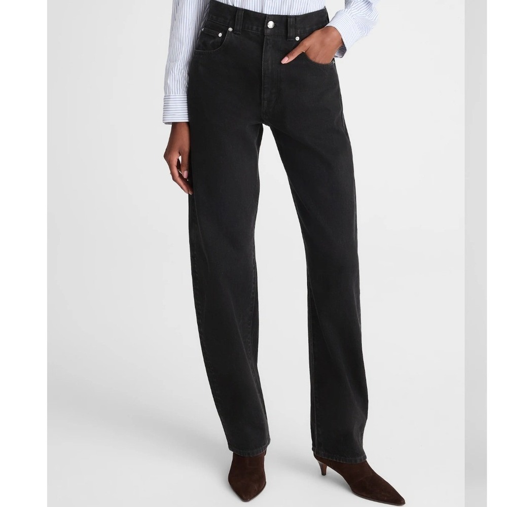 Madewell The Balloon Jean Black Frost High Rise Barrel Leg Cotton Denim Size 23